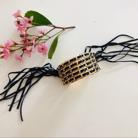 Thalia Sodi Jewelry - Thalia Sodi Gold Black Fringe Cuff Bracelet